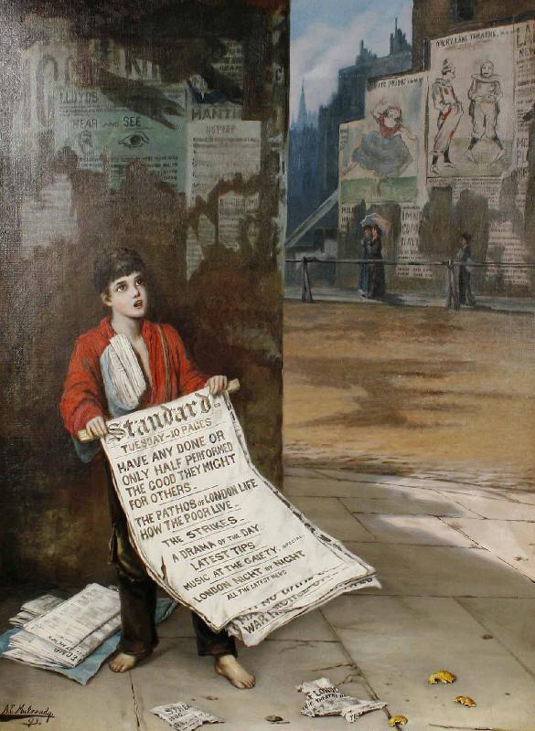 Augustus e.mulready A London news boy oil painting picture